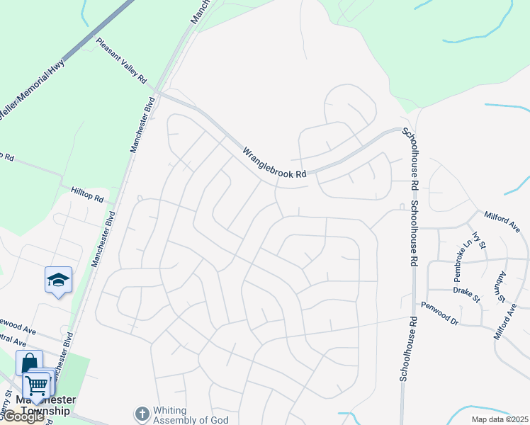 map of restaurants, bars, coffee shops, grocery stores, and more near 4 D Ironsides Drive in Manchester Township