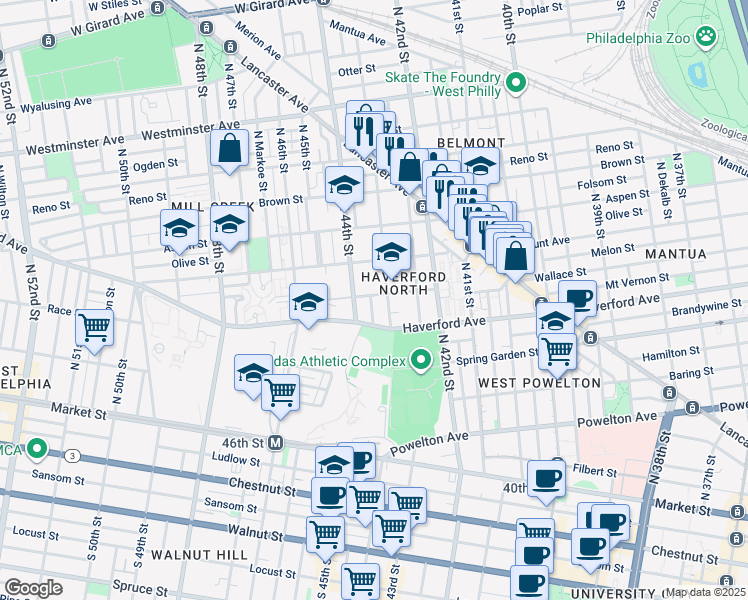 map of restaurants, bars, coffee shops, grocery stores, and more near 610 Pallas Street in Philadelphia