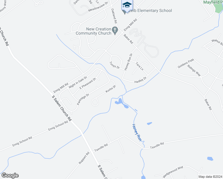 map of restaurants, bars, coffee shops, grocery stores, and more near 3585 kortni Drive in Dover