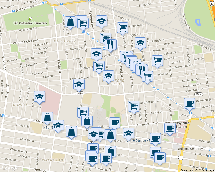 map of restaurants, bars, coffee shops, grocery stores, and more near 610 Pallas Street in Philadelphia