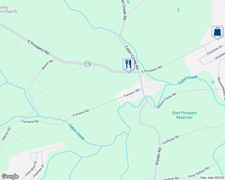 map of restaurants, bars, coffee shops, grocery stores, and more near 841 Furnace Road in York