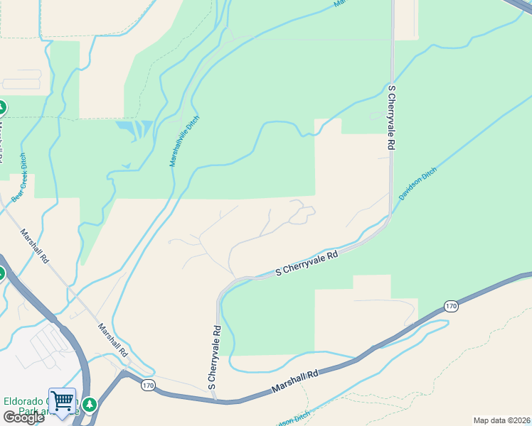 map of restaurants, bars, coffee shops, grocery stores, and more near 1401 South Cherryvale Road in Boulder