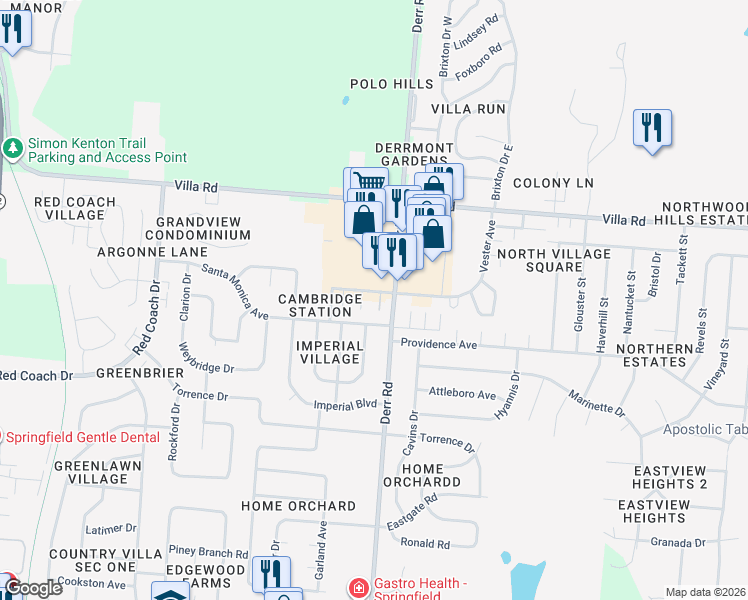 map of restaurants, bars, coffee shops, grocery stores, and more near 1138 Santa Monica Avenue in Springfield