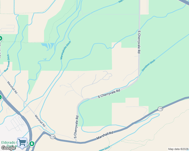 map of restaurants, bars, coffee shops, grocery stores, and more near 1401 South Cherryvale Road in Boulder