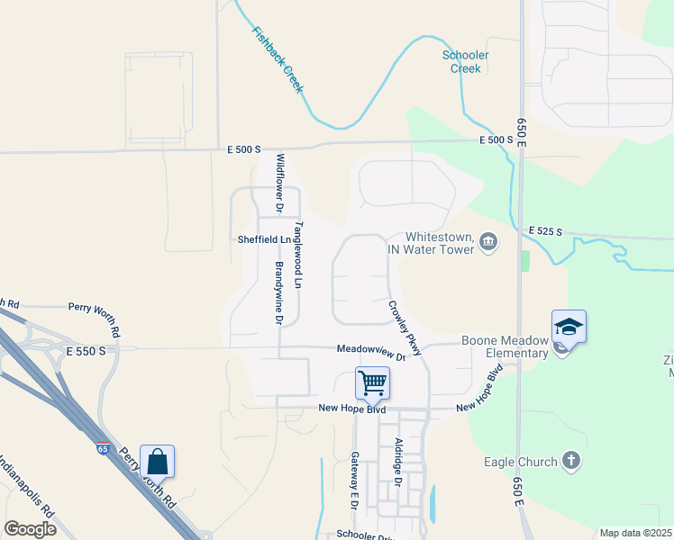 map of restaurants, bars, coffee shops, grocery stores, and more near 5309 Crabapple Drive in Whitestown