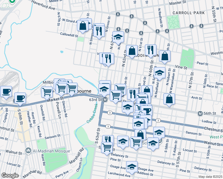 map of restaurants, bars, coffee shops, grocery stores, and more near in Philadelphia