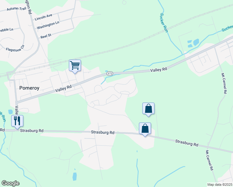 map of restaurants, bars, coffee shops, grocery stores, and more near 211 Thia Court in Coatesville