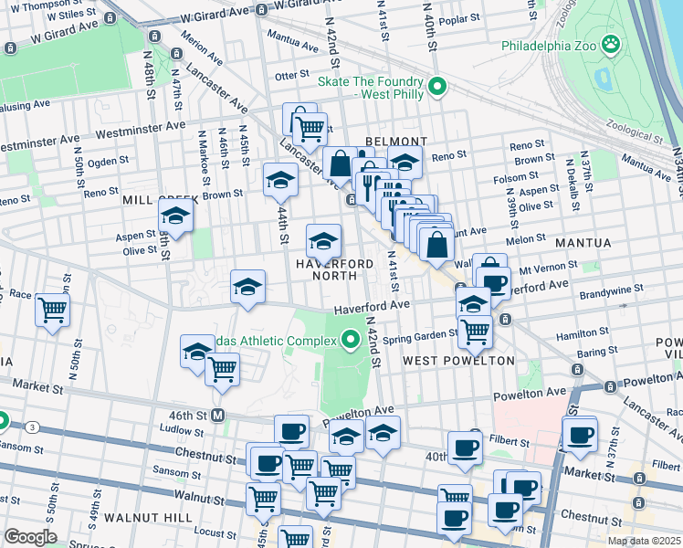 map of restaurants, bars, coffee shops, grocery stores, and more near 642 Brooklyn Street in Philadelphia