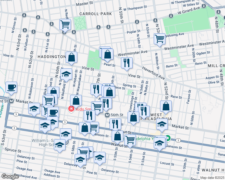 map of restaurants, bars, coffee shops, grocery stores, and more near in Philadelphia