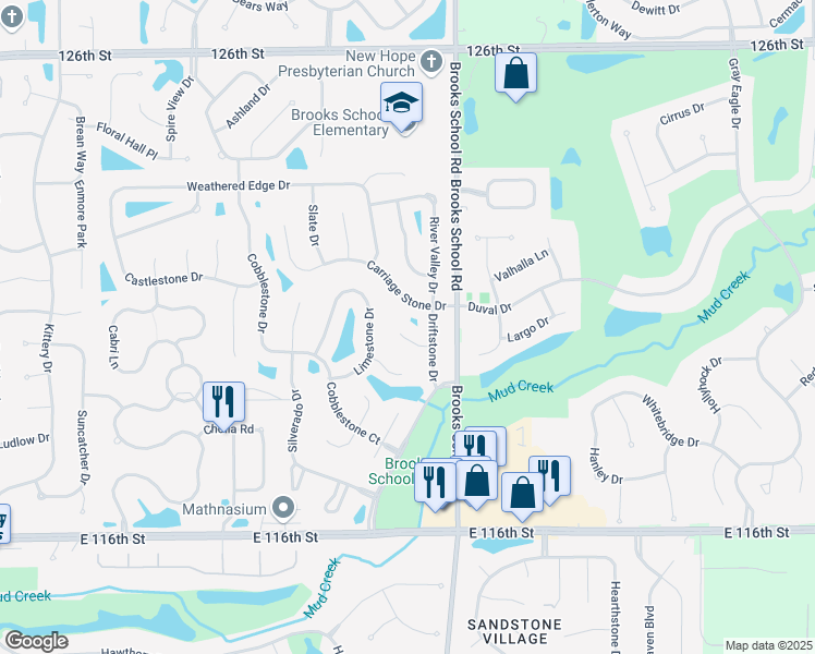 map of restaurants, bars, coffee shops, grocery stores, and more near 12364 Barnstone Court in Fishers