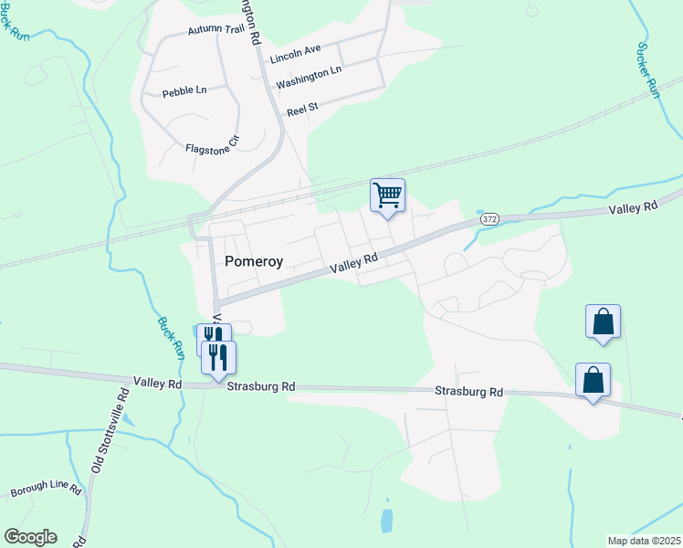 map of restaurants, bars, coffee shops, grocery stores, and more near 1928 Valley Road in Coatesville