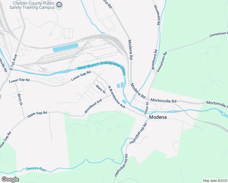 map of restaurants, bars, coffee shops, grocery stores, and more near 104 North Brandywine Avenue in Coatesville