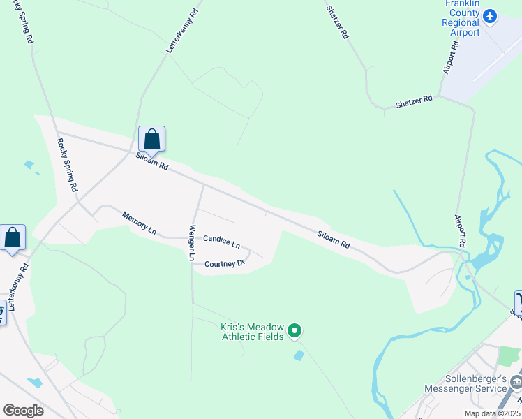 map of restaurants, bars, coffee shops, grocery stores, and more near 1160 Siloam Road in Chambersburg