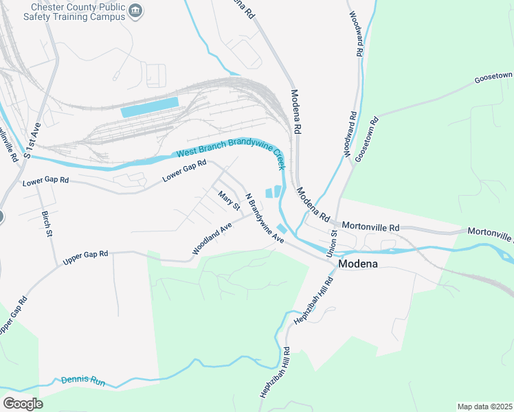 map of restaurants, bars, coffee shops, grocery stores, and more near 104 North Brandywine Avenue in Coatesville