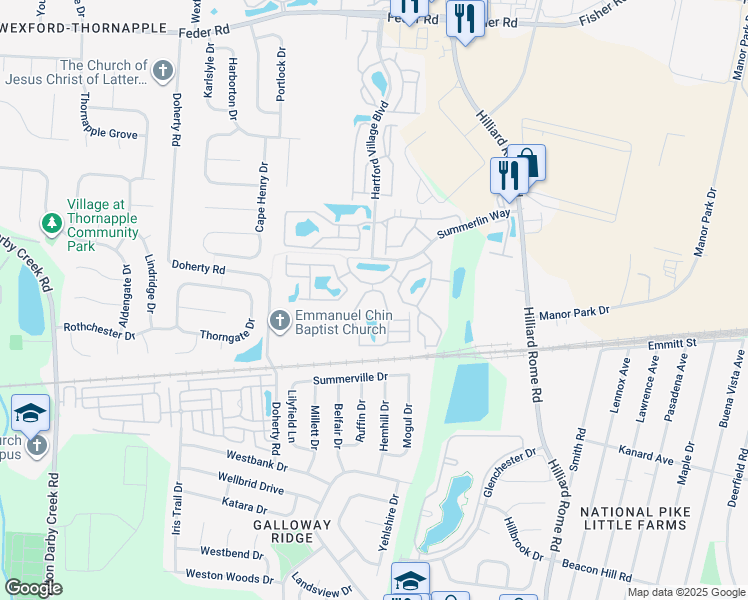 map of restaurants, bars, coffee shops, grocery stores, and more near 600 Trinity Marsh in Columbus
