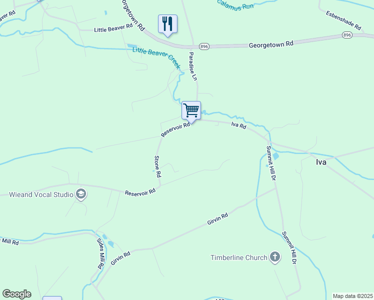 map of restaurants, bars, coffee shops, grocery stores, and more near 10 Reservoir Road in Strasburg