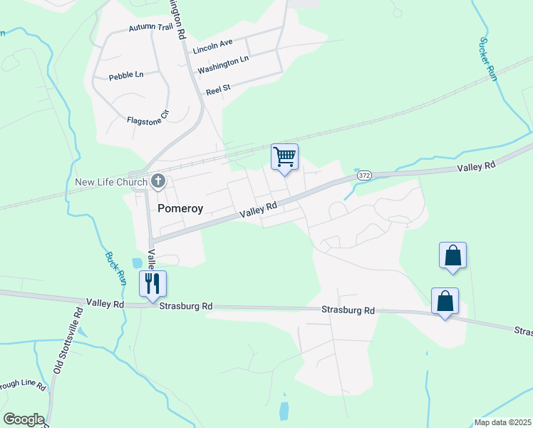 map of restaurants, bars, coffee shops, grocery stores, and more near 1928 Valley Road in Coatesville