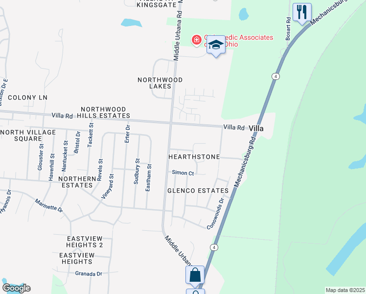 map of restaurants, bars, coffee shops, grocery stores, and more near 2160 Amarillo Avenue in Springfield