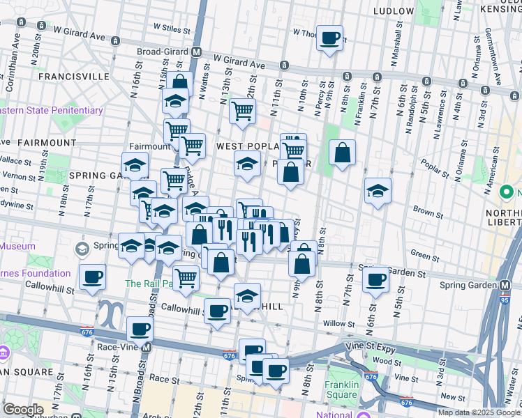 map of restaurants, bars, coffee shops, grocery stores, and more near in Philadelphia