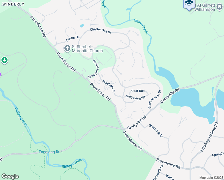 map of restaurants, bars, coffee shops, grocery stores, and more near 407 Pritchard Place in Newtown Square