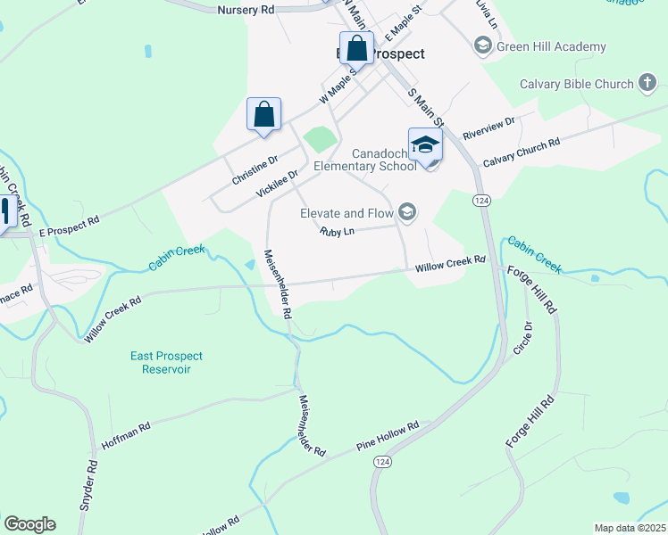 map of restaurants, bars, coffee shops, grocery stores, and more near 30 Willow Creek Road in Wrightsville