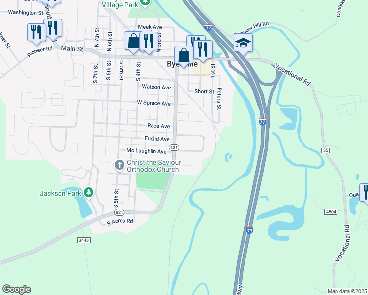 map of restaurants, bars, coffee shops, grocery stores, and more near 294 South 2nd Street in Byesville