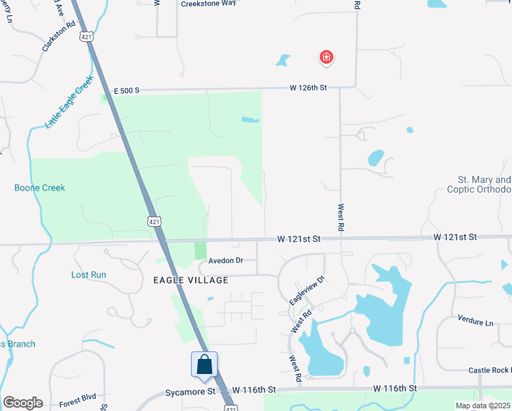 map of restaurants, bars, coffee shops, grocery stores, and more near 11996 Greenfield Road in Zionsville