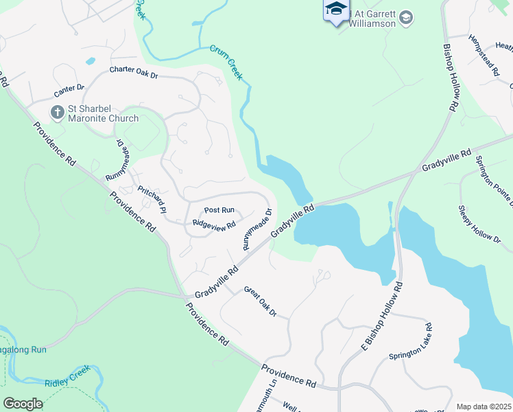 map of restaurants, bars, coffee shops, grocery stores, and more near 42 Ridgeview Road in Newtown Square