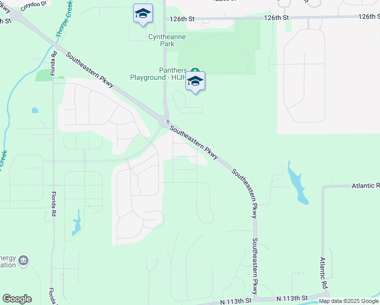 map of restaurants, bars, coffee shops, grocery stores, and more near 15952 Southeastern Parkway in Fortville