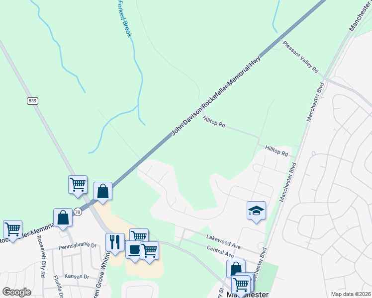 map of restaurants, bars, coffee shops, grocery stores, and more near 1110 New Jersey 70 in Manchester Township