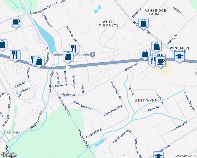 map of restaurants, bars, coffee shops, grocery stores, and more near 473 Summit House in West Chester
