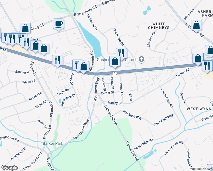 map of restaurants, bars, coffee shops, grocery stores, and more near 1408 Cherry St in West Chester