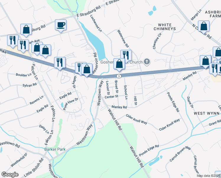 map of restaurants, bars, coffee shops, grocery stores, and more near 1408 Cherry St in West Chester