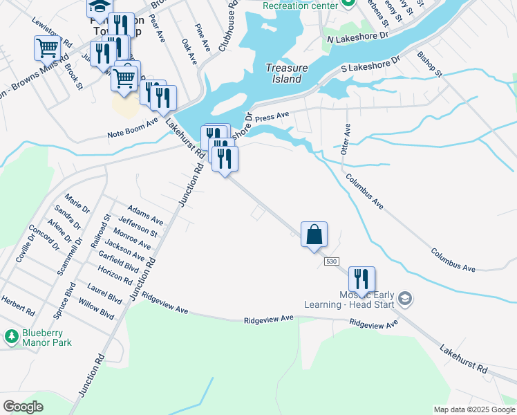 map of restaurants, bars, coffee shops, grocery stores, and more near 371 Lakehurst Road in Burlington County