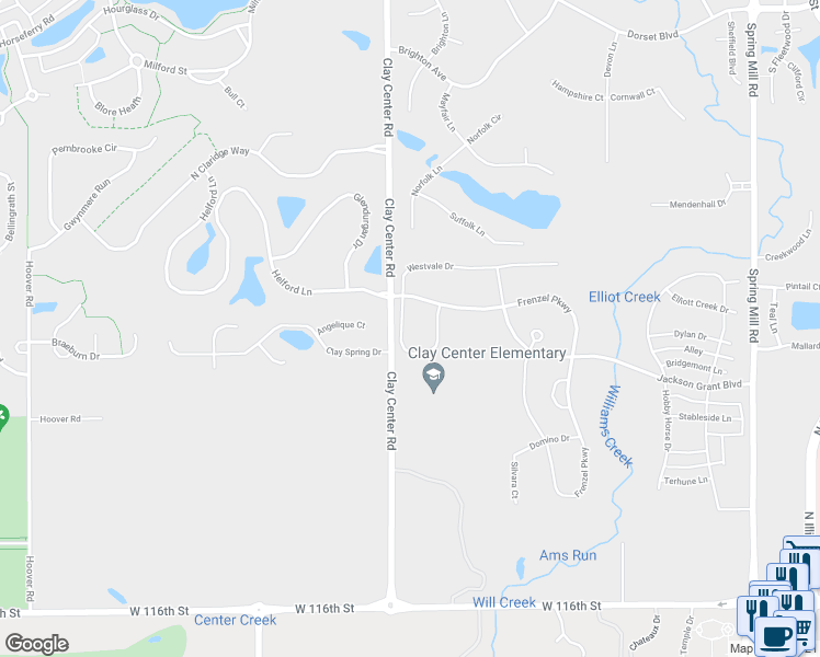 map of restaurants, bars, coffee shops, grocery stores, and more near 1236 Skytag Drive in Carmel