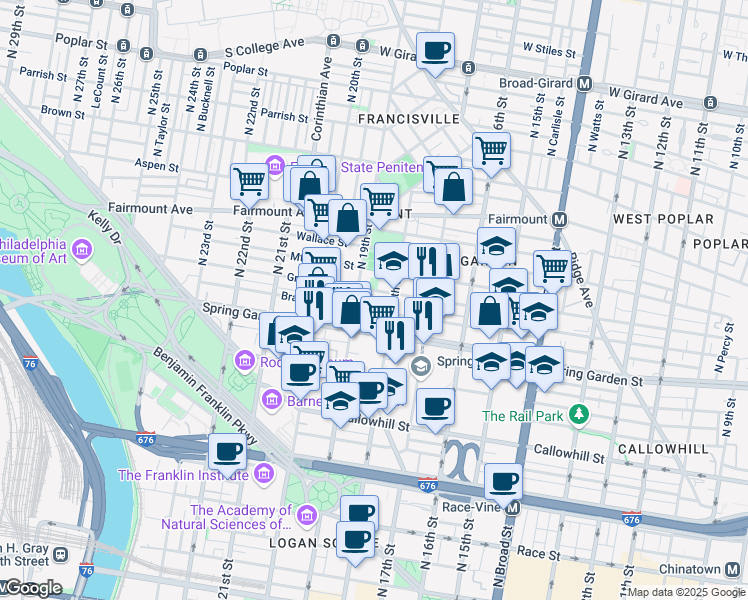 map of restaurants, bars, coffee shops, grocery stores, and more near in Philadelphia