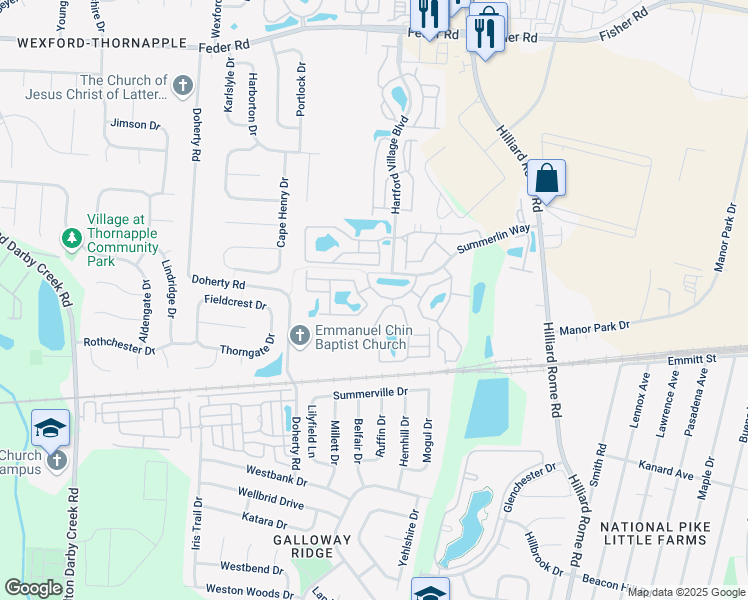 map of restaurants, bars, coffee shops, grocery stores, and more near 5461 Diamond Loch in Columbus
