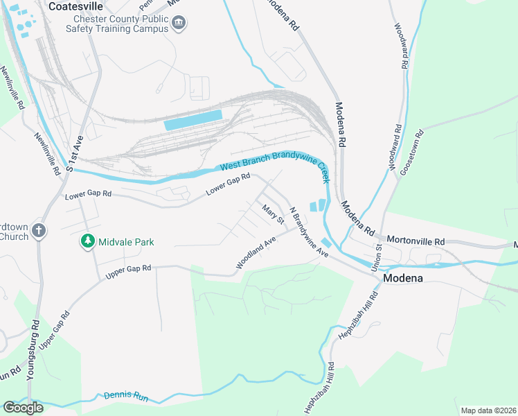 map of restaurants, bars, coffee shops, grocery stores, and more near 17 Mary Street in Coatesville