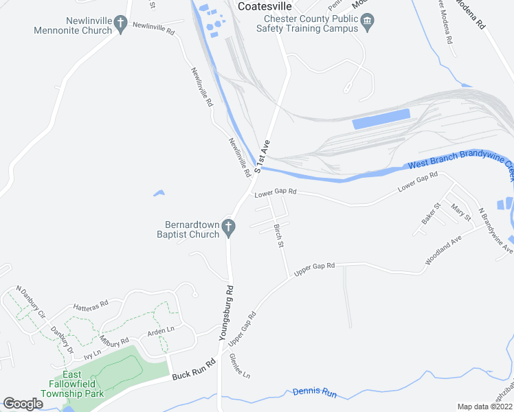 map of restaurants, bars, coffee shops, grocery stores, and more near 34 Beech Street in Coatesville
