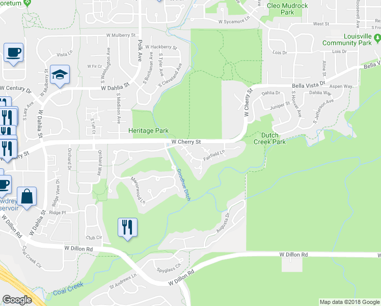 map of restaurants, bars, coffee shops, grocery stores, and more near 403 Fairfield Lane in Louisville