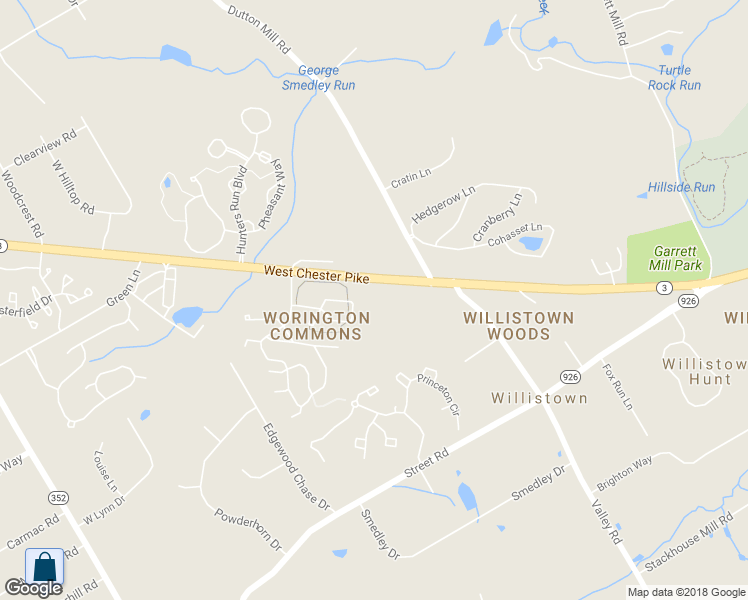 map of restaurants, bars, coffee shops, grocery stores, and more near 1718 West Chester Pike in West Chester