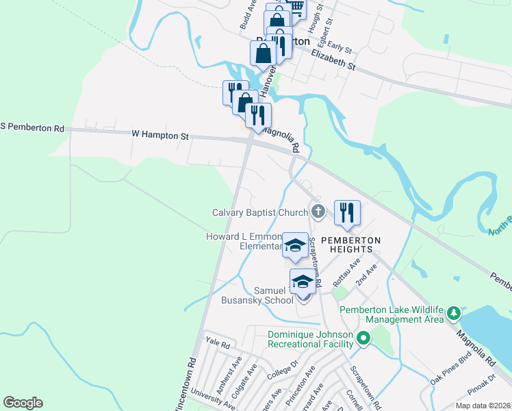 map of restaurants, bars, coffee shops, grocery stores, and more near 9 Flag Street in Pemberton