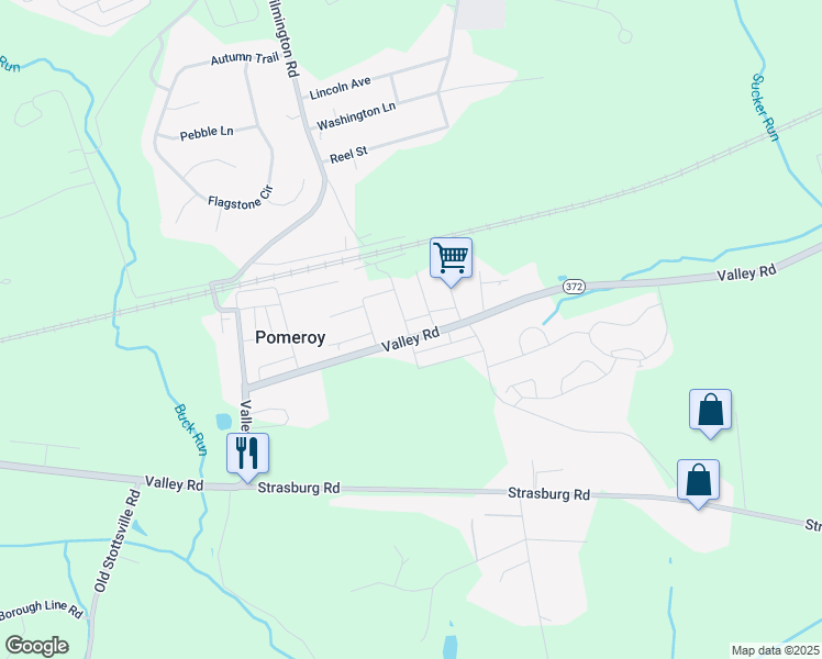 map of restaurants, bars, coffee shops, grocery stores, and more near 1928 Valley Road in Coatesville