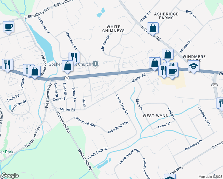 map of restaurants, bars, coffee shops, grocery stores, and more near 501 Summit House in West Chester
