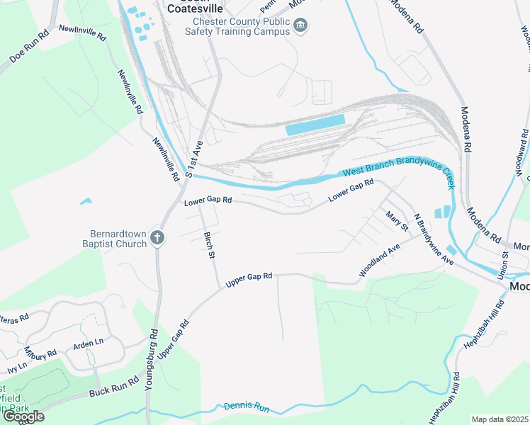 map of restaurants, bars, coffee shops, grocery stores, and more near 113 Lower Gap Road in Coatesville