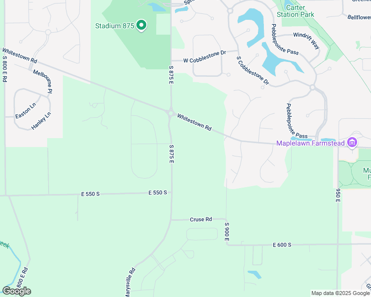 map of restaurants, bars, coffee shops, grocery stores, and more near 5231 South 875 East in Zionsville