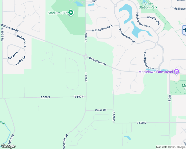 map of restaurants, bars, coffee shops, grocery stores, and more near 5231 South 875 East in Zionsville
