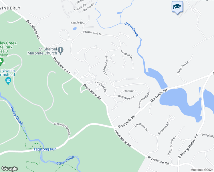 map of restaurants, bars, coffee shops, grocery stores, and more near 810 Pritchard Place in Newtown Square