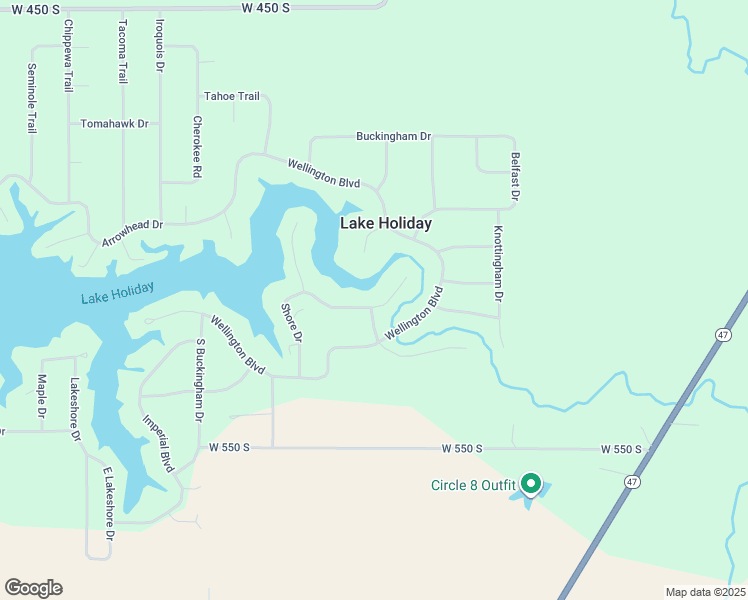 map of restaurants, bars, coffee shops, grocery stores, and more near 2860 Shore Drive in Crawfordsville