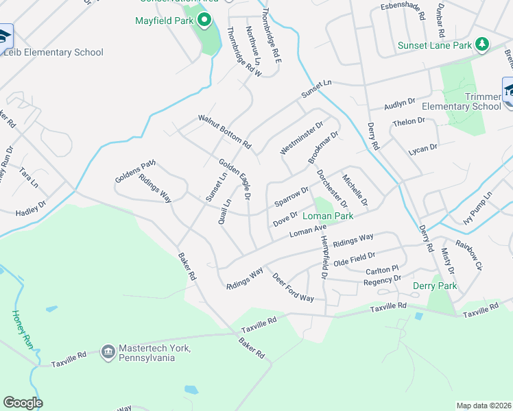 map of restaurants, bars, coffee shops, grocery stores, and more near 1919 Golden Eagle Drive in York